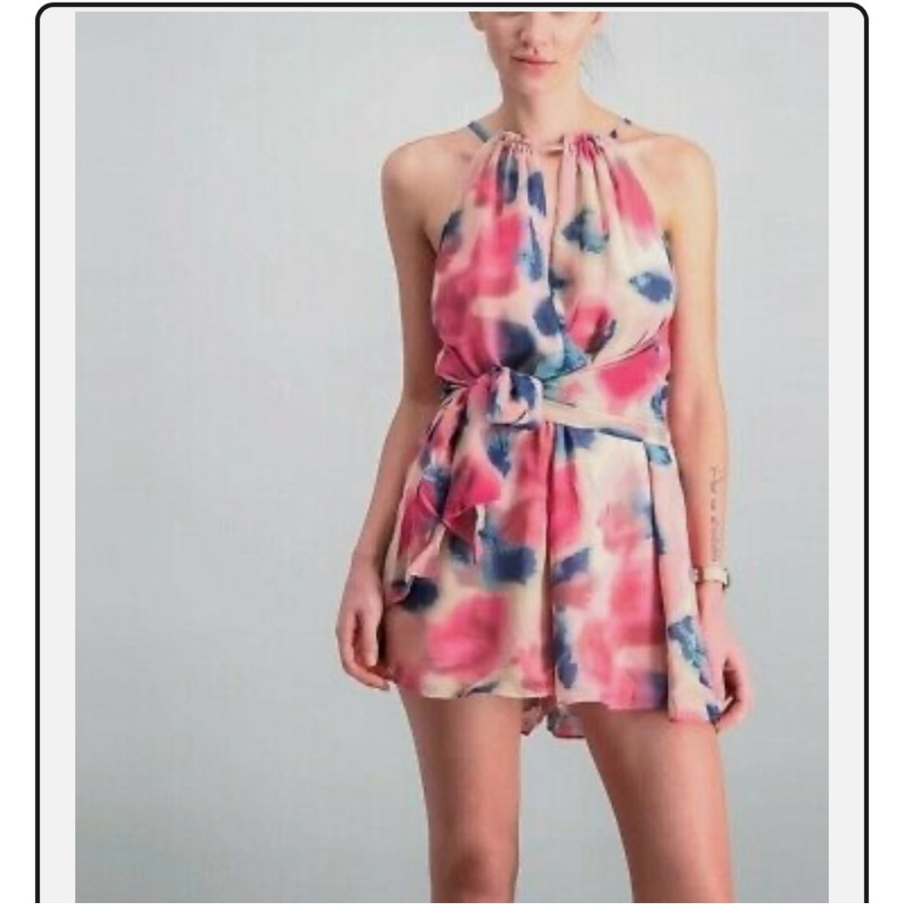 Rachel Roy Romper Womens 6 Printed Tie-front Short Jumpsuit